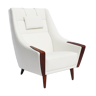 Fauteuil en tissu blanc de conception danoise, années 1960