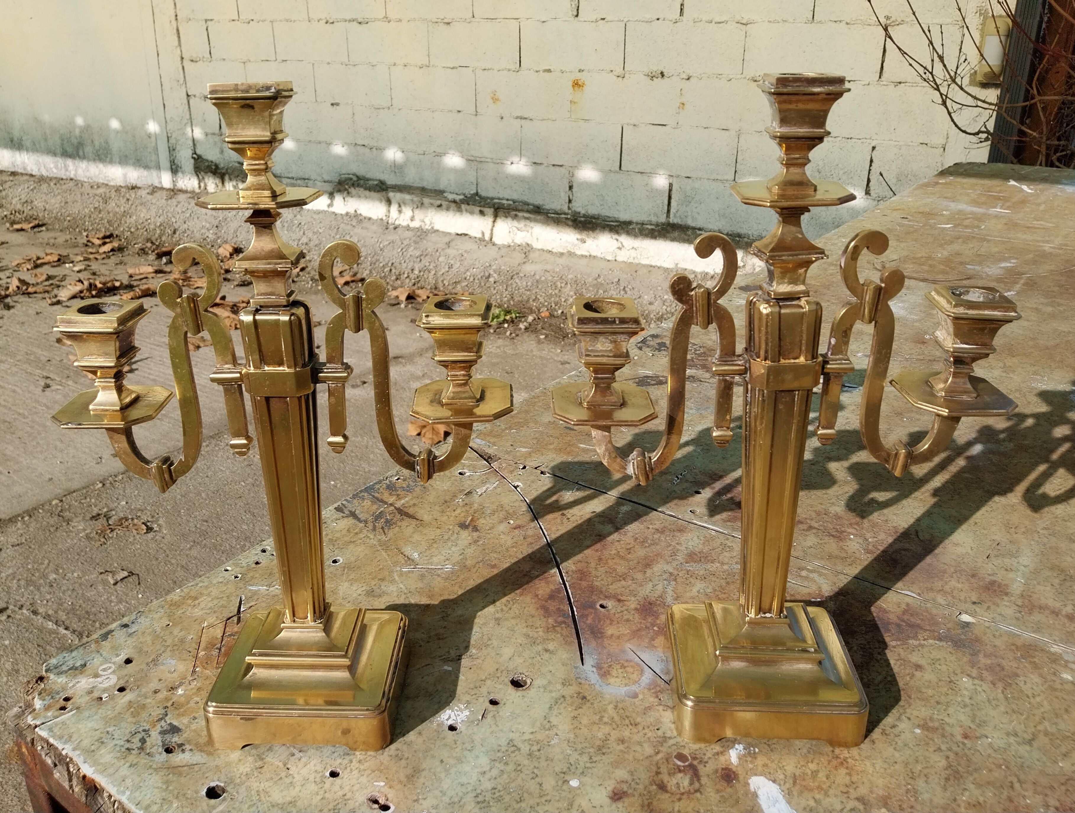 Art deco bronze candelabras