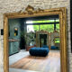 Fireplace mirror with pediment and pearl 178.5/151cm gold leaf, mercury