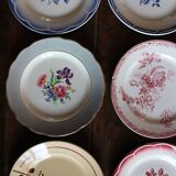 6 mismatched flat plates Marsac Canebière Fontanges Digoin Sarreguemines