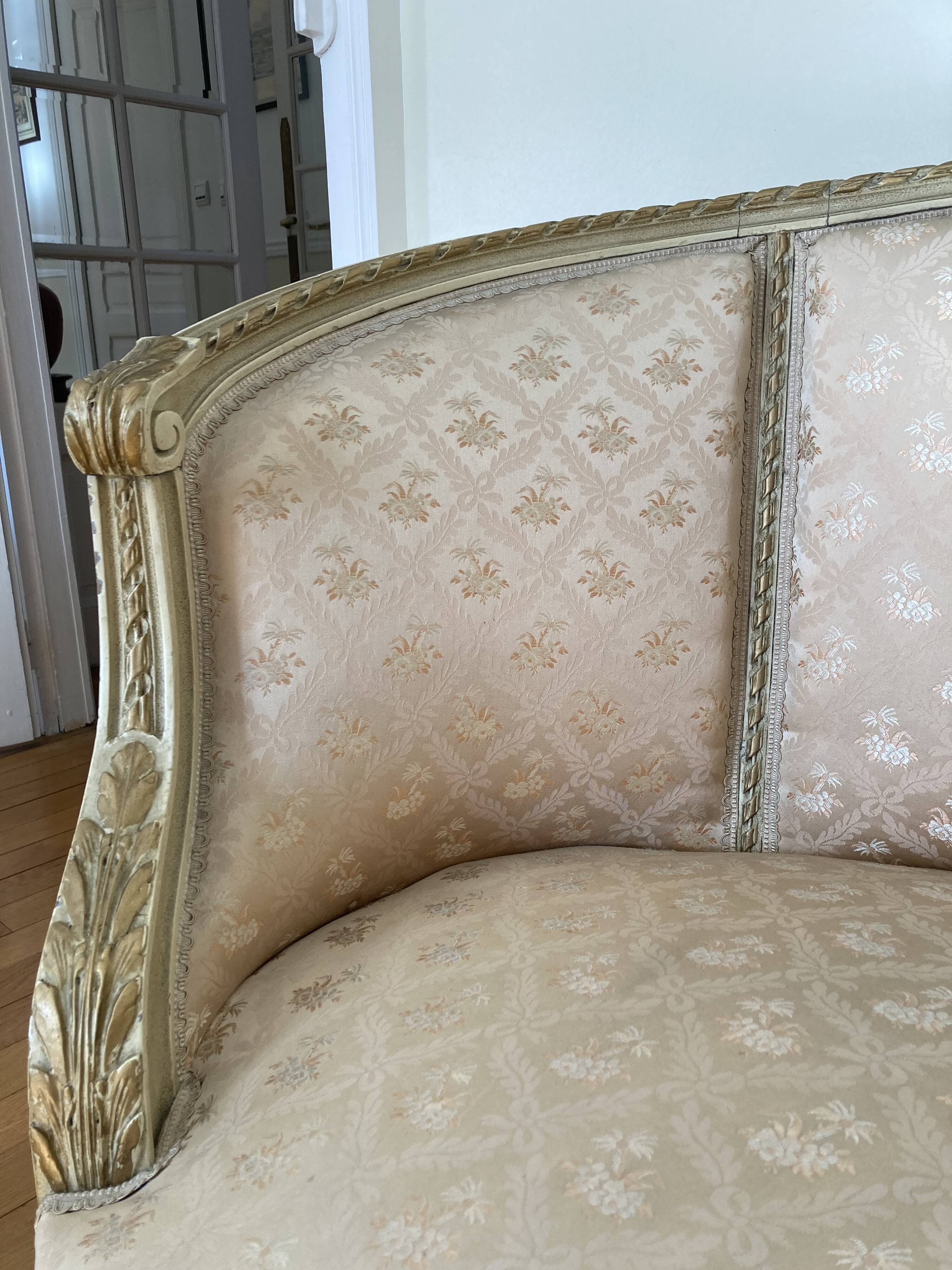 Louis XVI ivory and gold basket bench