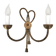 Golden wall lamp with two arms, decorated with a twisted rope bow, 1950s.