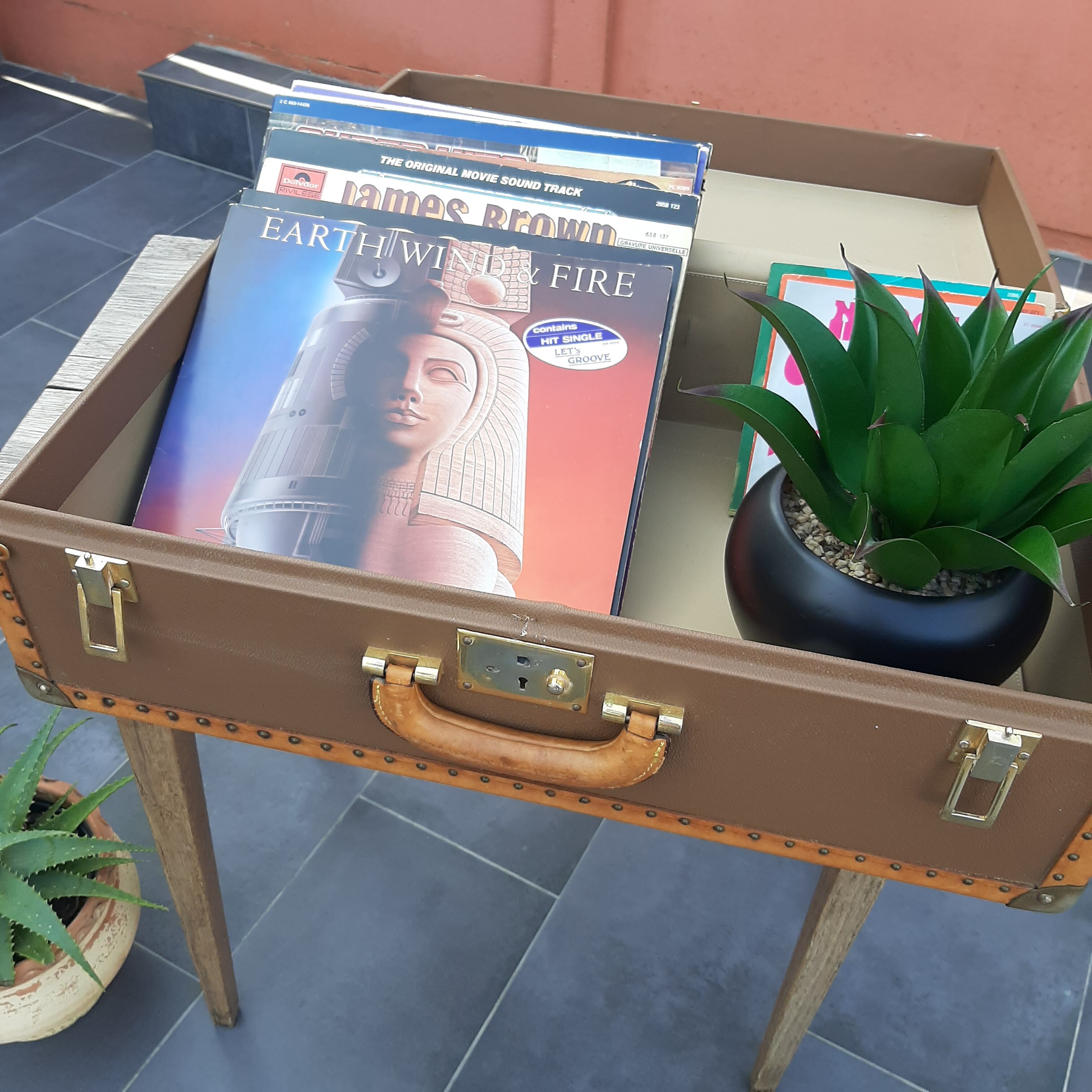 Vintage leather trunk suitcase