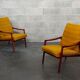 Pair of armchairs Jiri Jiroutek bouclette Yellow 1960