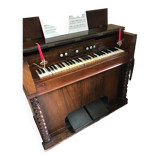 Harmonium ancien anglais soufflets en acajou, XIXieme