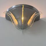 Vintage art deco wall light, brushed metal and glass, France 1930