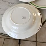 Set of 6 green and pink hollow plates Salins and Niderviller 40s