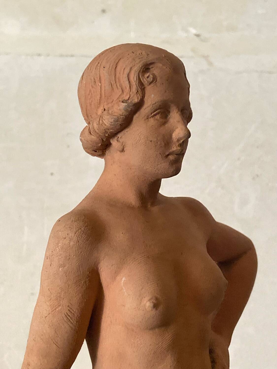 Antique Art Deco sculpture signed Delauner – Terracotta – 26 cm