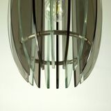 Lustre italien du milieu du siècle en verre fumé et épais transparent par Veca. Italie années 1960