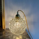 Walking lamp with vintage molded glass globe