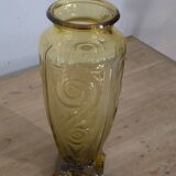 Large Art Deco yellow glass vase