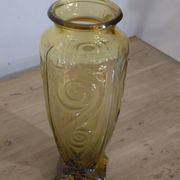 Large Art Deco yellow glass vase