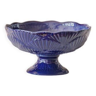 Coupe à fruits ancienne en céramique bleue