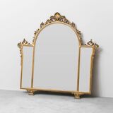 Wall mirror in gold leaf wood, 1950s vintage, 178x5x175