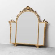 Wall mirror in gold leaf wood, 1950s vintage, 178x5x175