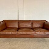 Danish mid-century vintage Mogens Hansen cognac brown leather sofa 60s