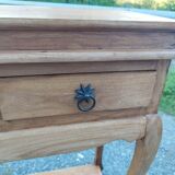 Solid teak console table with two drawers
