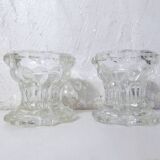 Pair of vintage glass candle holders