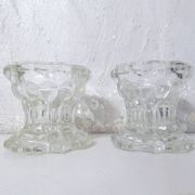 Paire de bougeoirs en verre vintage