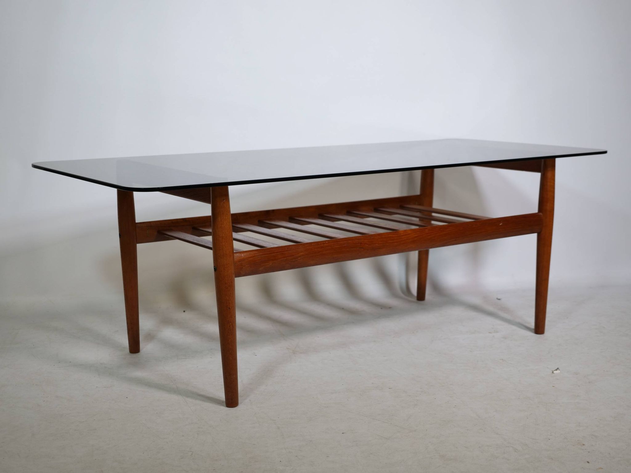 Mid-Century Design Teak Coffee Table with Smoked Glass by Möbel Mann, 1960s