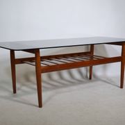 Mid-Century Design Teak Coffee Table with Smoked Glass by Möbel Mann, 1960s