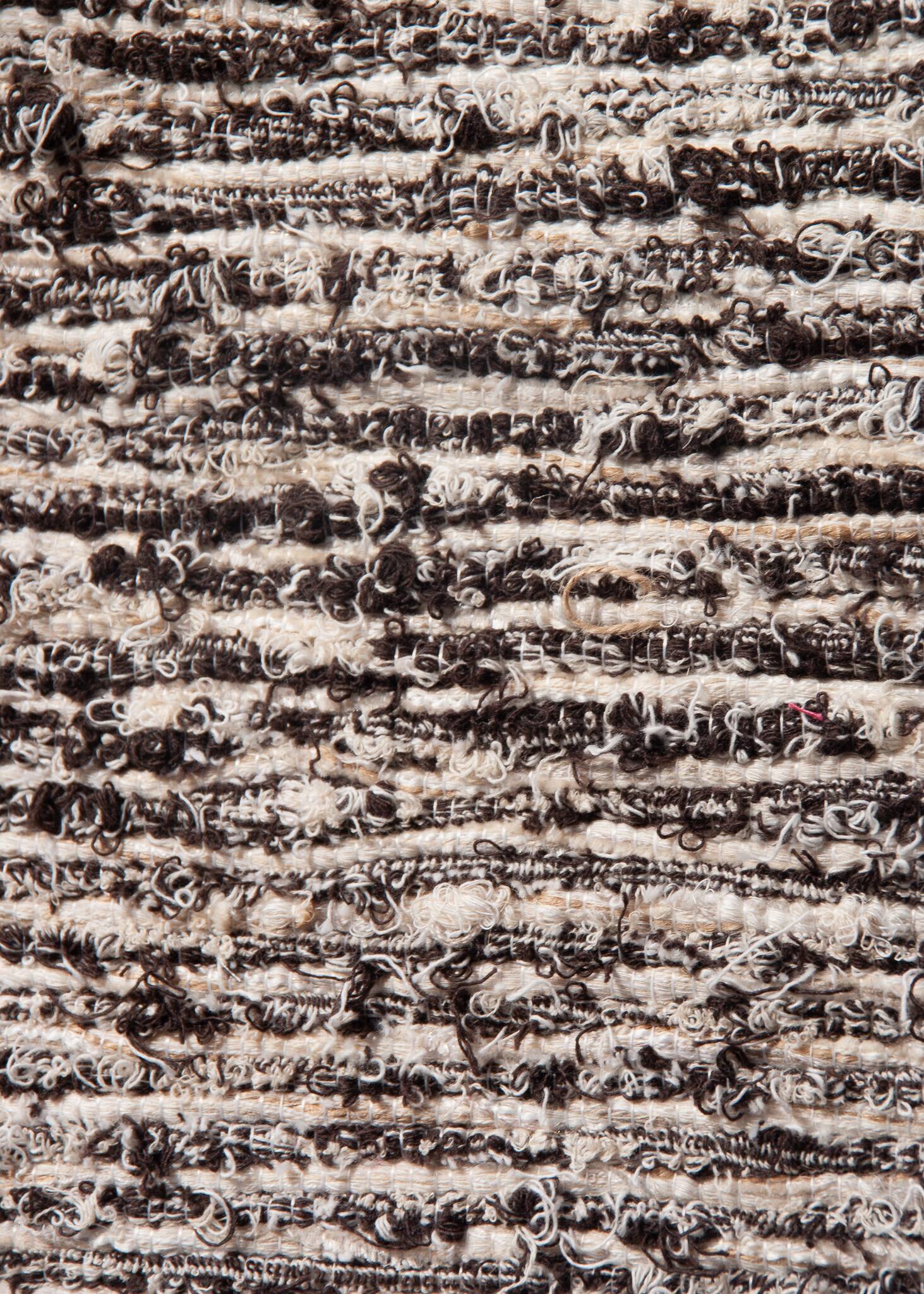 Handwoven recycled cotton rug - Dark brown and cream