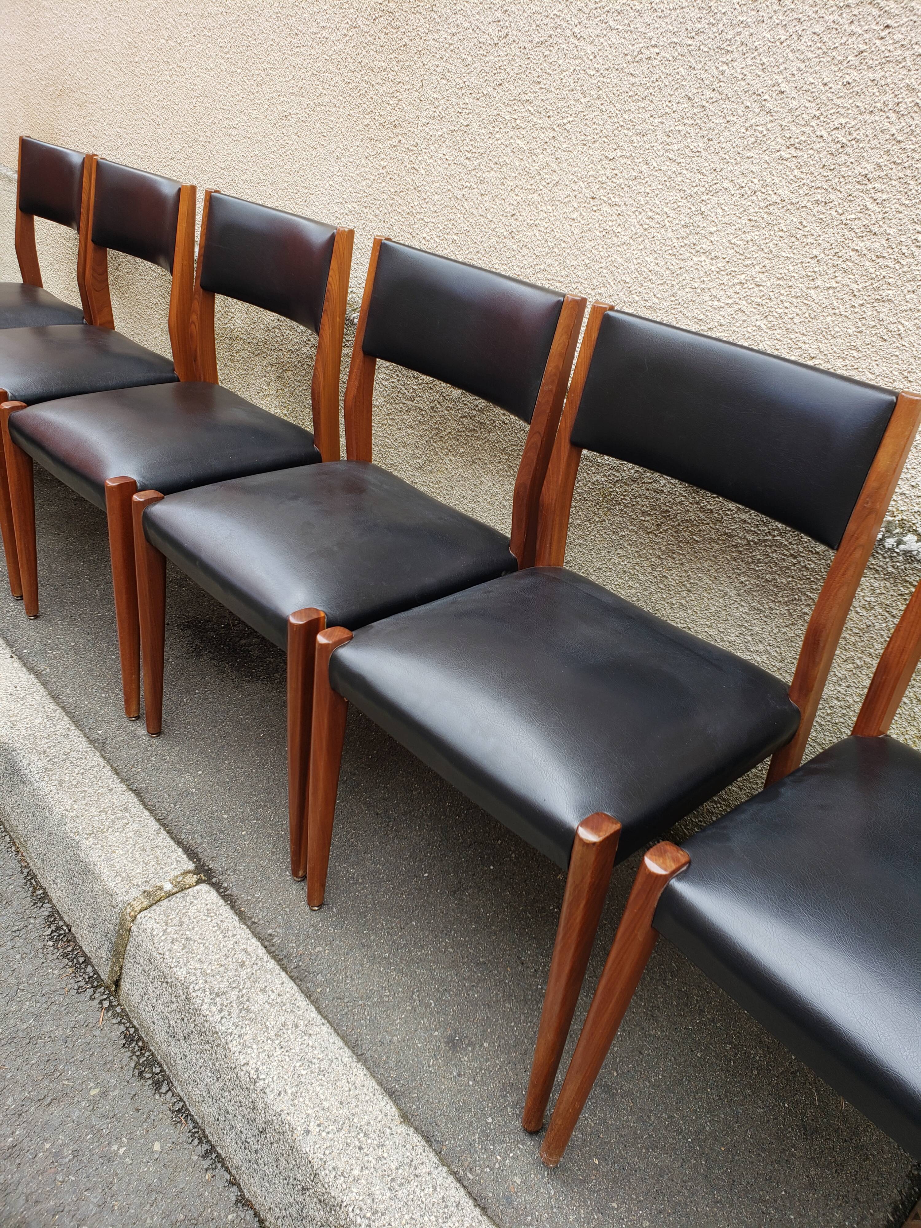 6 scandinavian black and beech chairs