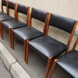 6 scandinavian black and beech chairs