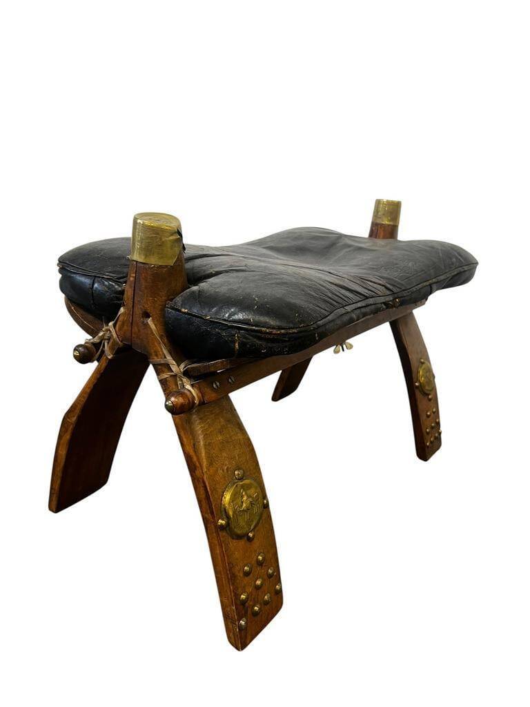 Pouf en bois vintage / banc de chameau / repose-pieds