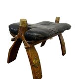 Pouf en bois vintage / banc de chameau / repose-pieds