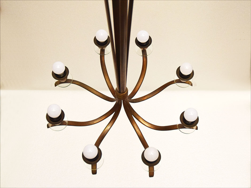 Lustre en laiton du milieu du siècle production italienne, années 1950