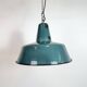 Large Industrial Petrol Enamel Factory Pendant Lamp, 1960s