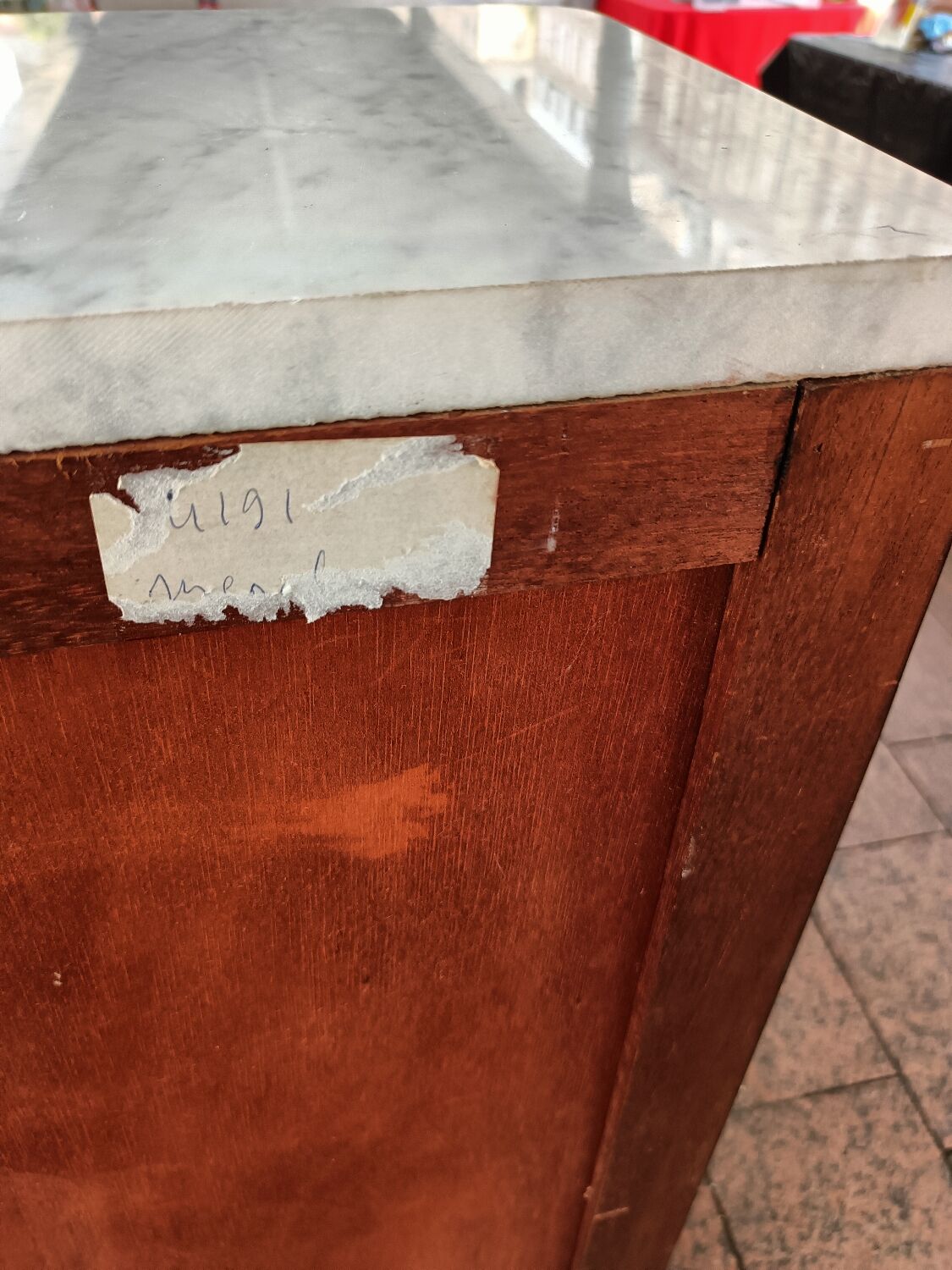 Bookcase forming showcase styleLouis XVI marble top