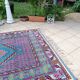Tunisian carpet in turquoise wool and fuchsia 157x267cm