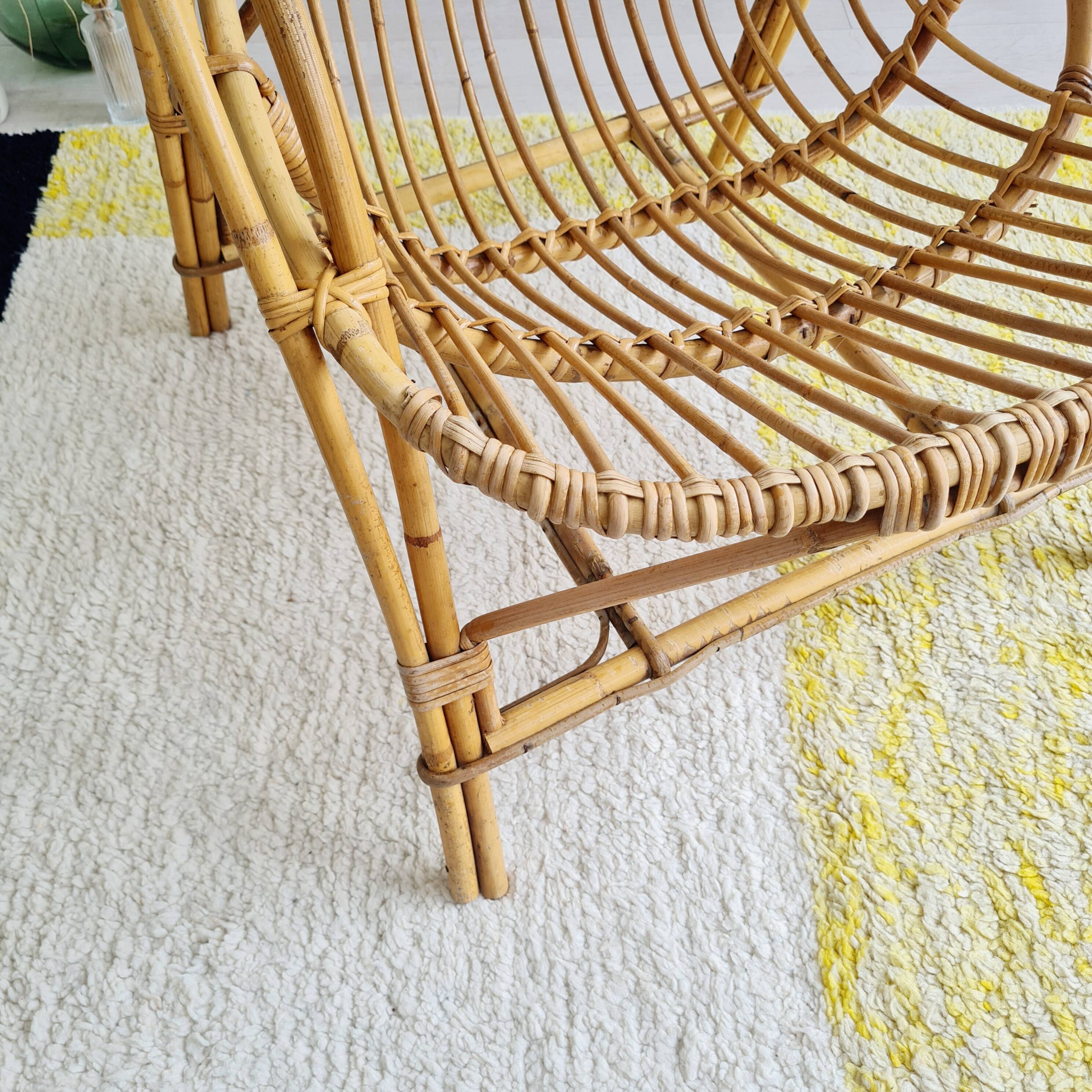 Rattan basket armchair, 1960s