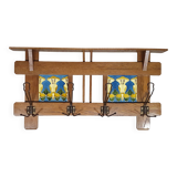 Art Nouveau wall coat rack with tiles