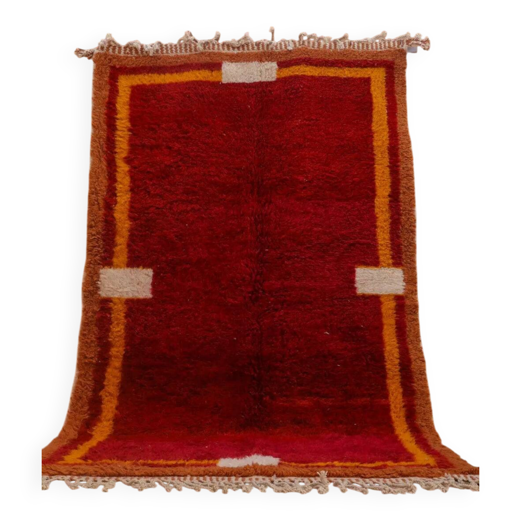 Tapis bordeaux bérbere en laine fait main traditionnelle 250cmx150cm