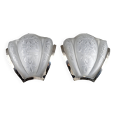 Pair of Art Deco wall lights in chrome bronze/Nacrocrystal, Belgium, c. 1925