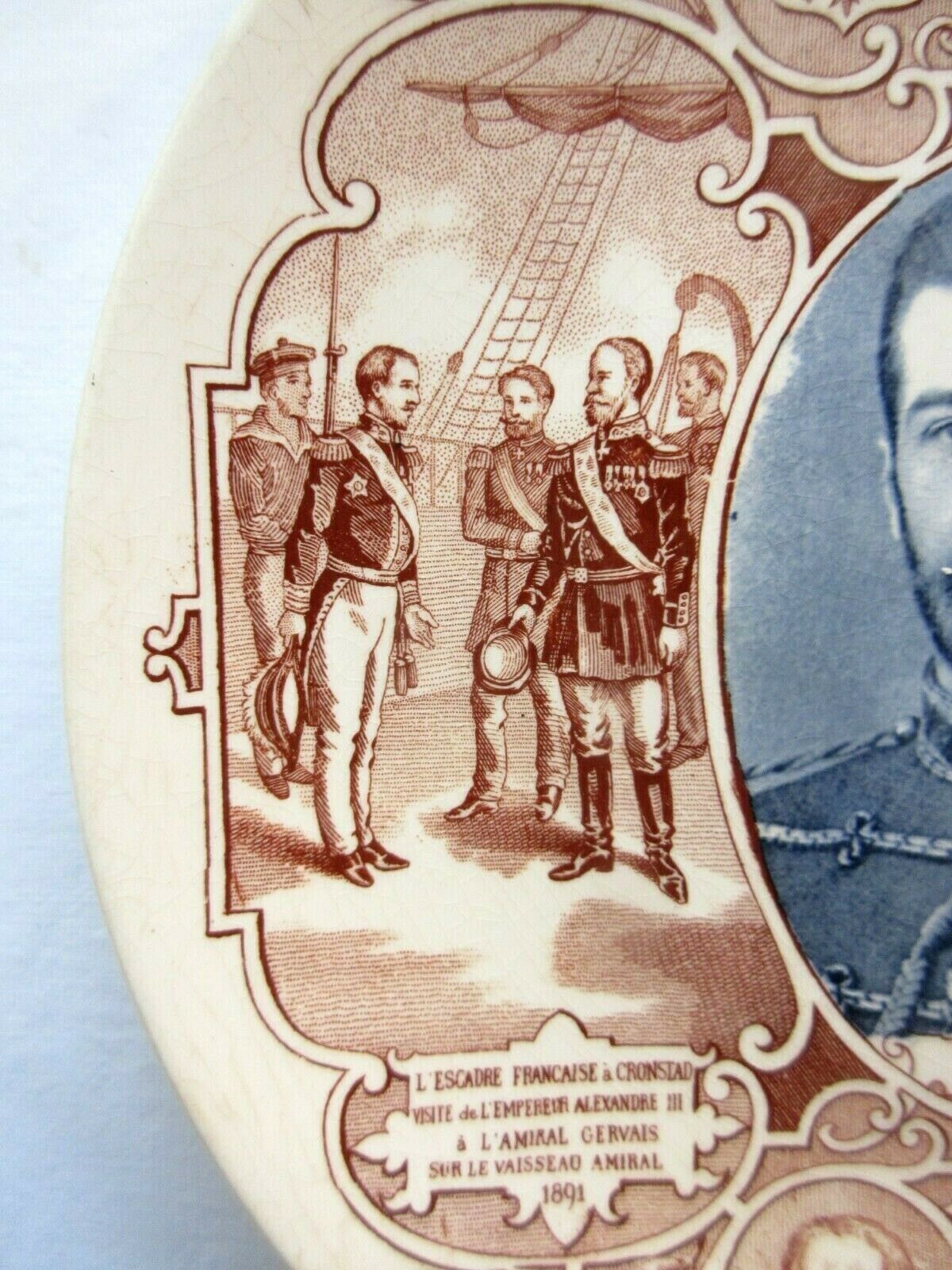 Plate Sarreguemines model Nicholas II Tsar of Russia