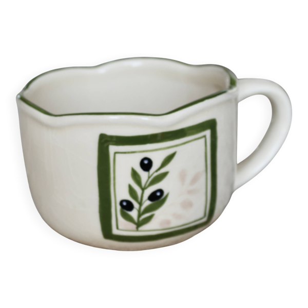Mug / grande tasse vintage porcelaine – Motif olive