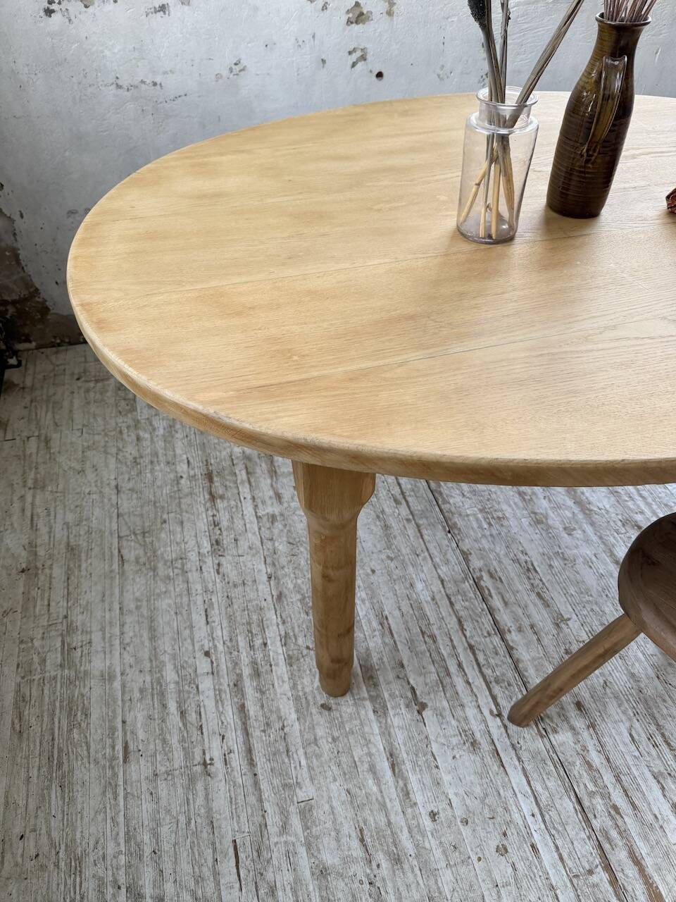 Oval farmhouse table oak 1960
