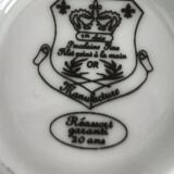 Porcelain mignardise dish with ear handles, double gold line manufacture.