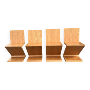 Suite de 4 chaises zig-Zag