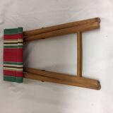 Old wooden folding and canvas  stool
