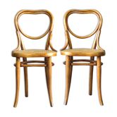 Lot de 2 chaises bistrot cannées cœur Thonet n°28 vers 1890