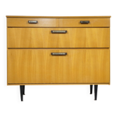 Mid Century Shoe Cabinet Chest of Drawers in Elm Wood, 1960s