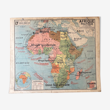 Old school map No.17/17bis Political Africa Vidal-Lablache - Armand Colin