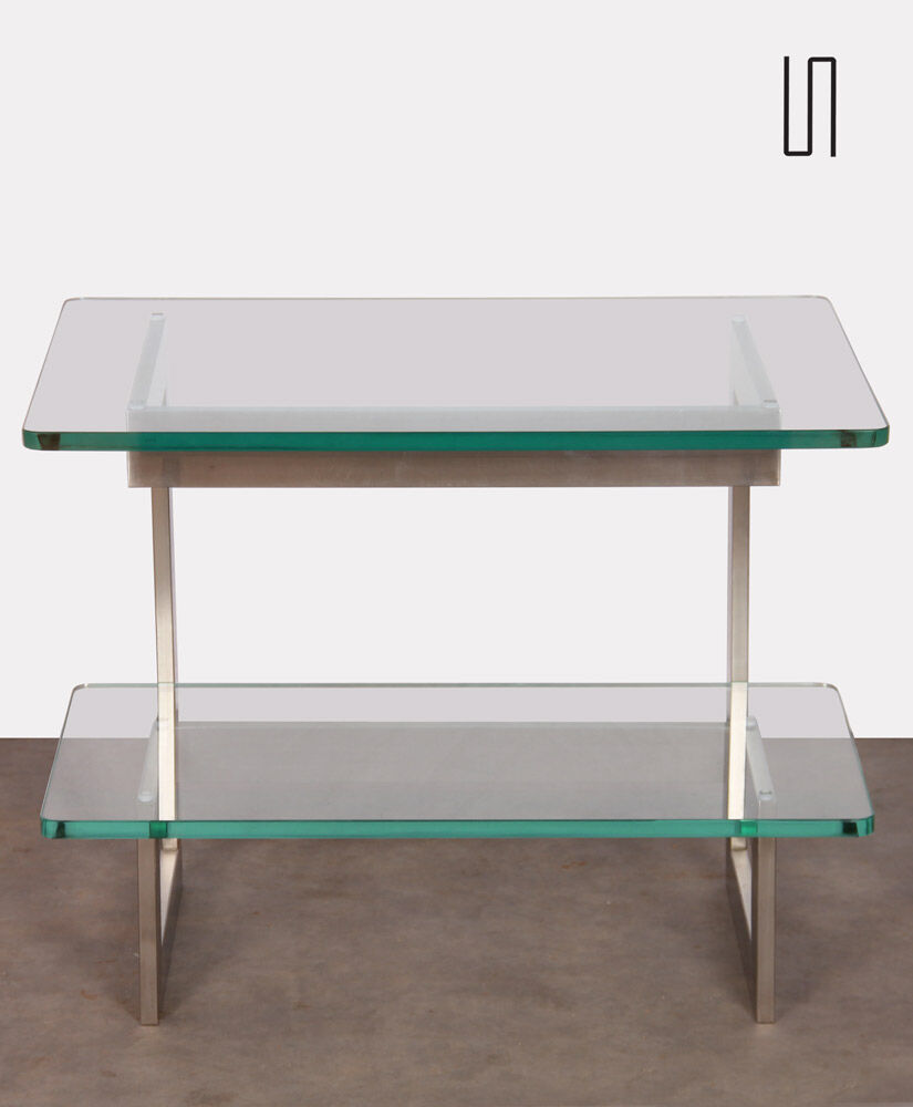 Vintage metal and glass console by Paul Legeard, 1970