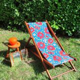 Chilienne ou transat vintage tissu d'origine