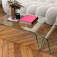 Vintage coffee table in curved corrugated tempered glass minimalist design